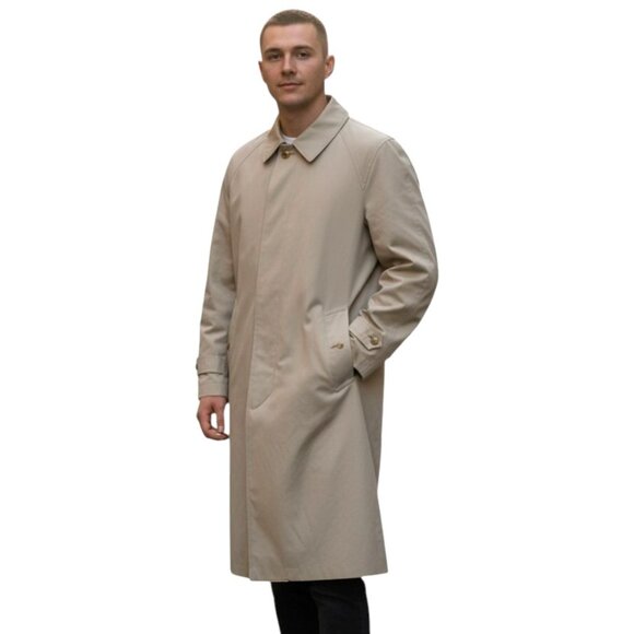 Burberry London Men's Classic Tan Beige Nova Check Trench Coat Size L XL - Picture 5 of 14